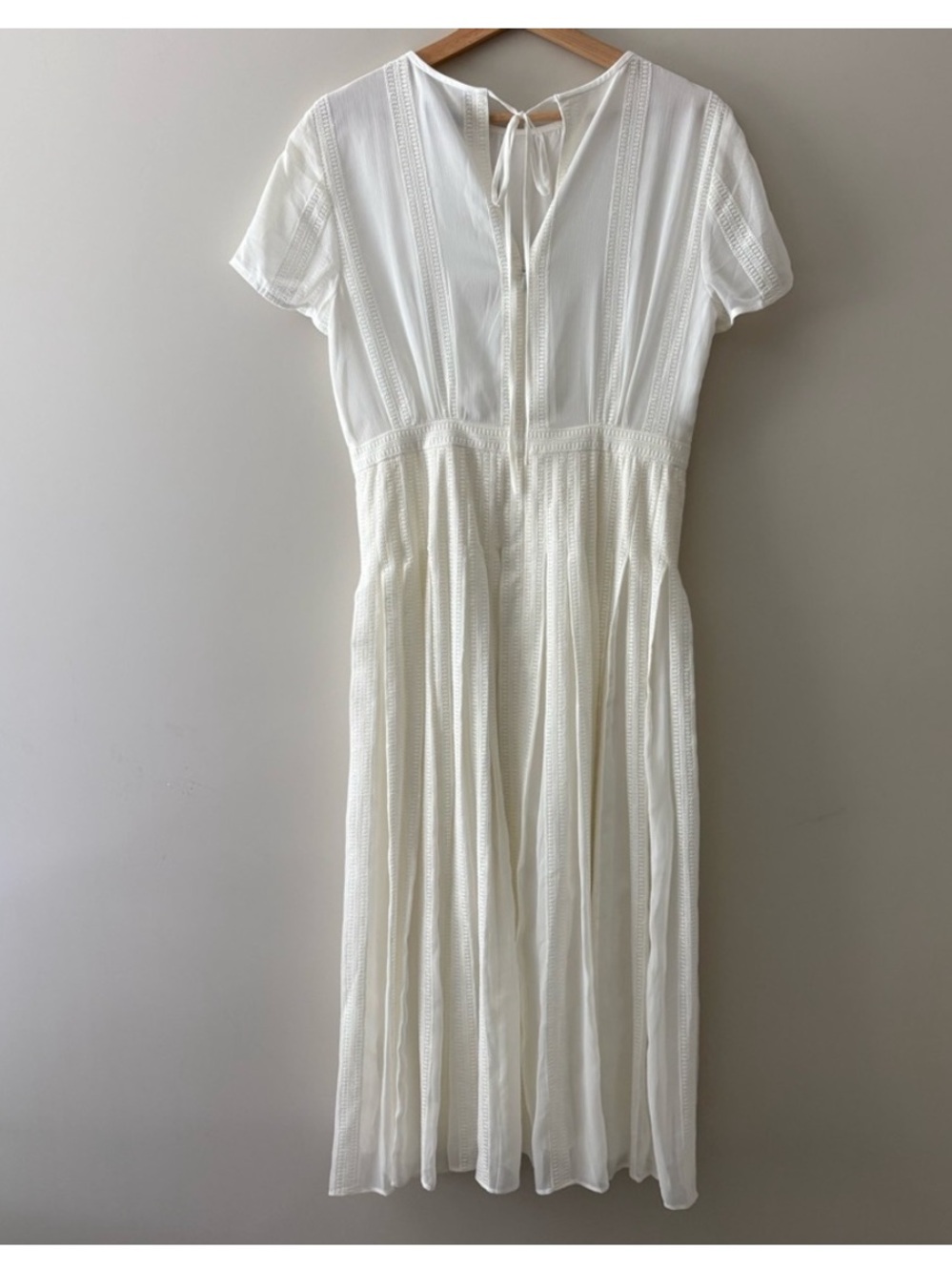 J.Crew Ivory Embroidered Midi Chiffon Fit and Flare Dress Size 10 - Picture 4 of 10